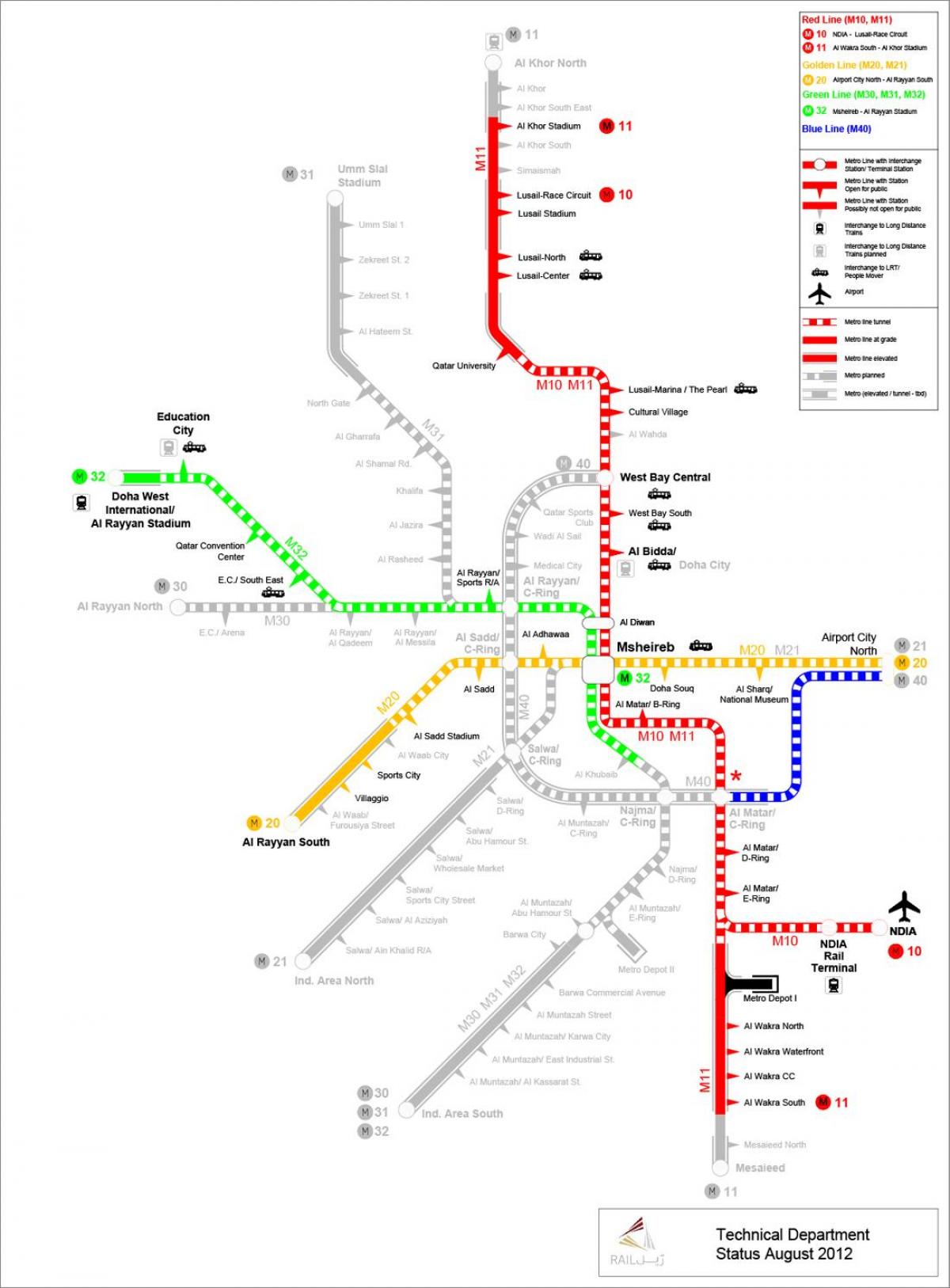 कतर मेट्रो का नक्शा